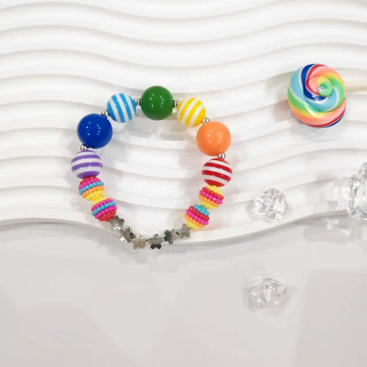 ขายร้อนสีสันสดใส Handmade สร้อยข้อมือลูกปัดเด็กน่ารัก Boutique สร้อยข้อมือ