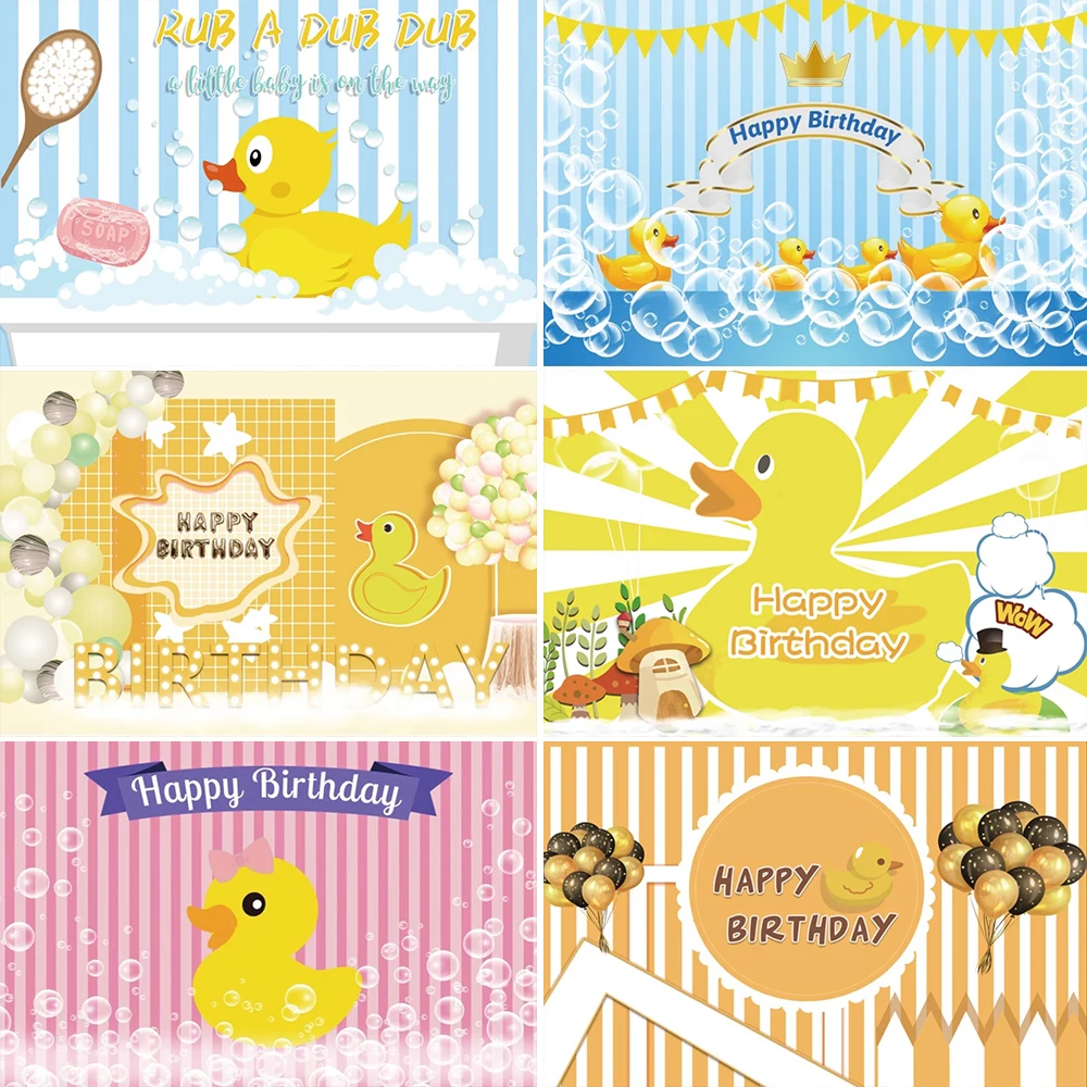 Cartoon Little Yellow Duck Theme Child Birthday Newborn Baby Shower Party My Little Prince Princess Photography Backdrop Decor