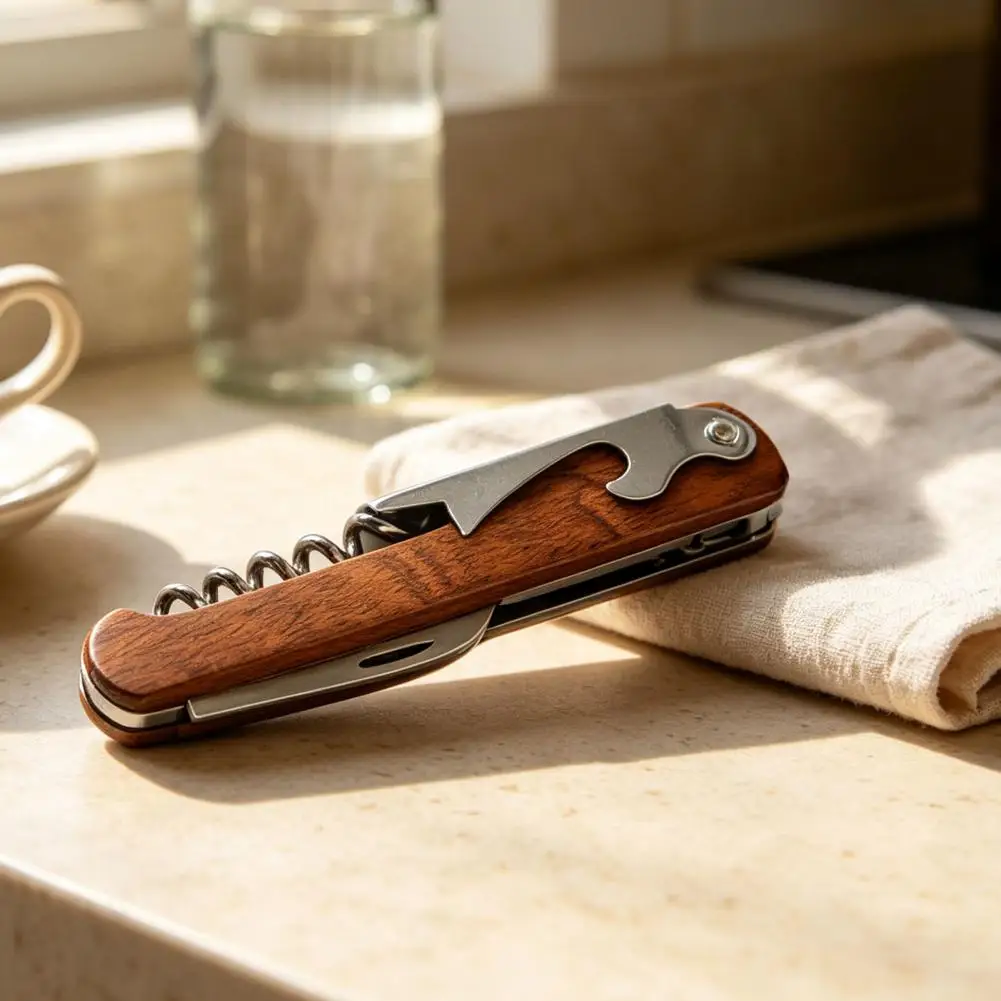 Wine Opener for Seniors 3-in-1 Wine Opener Compact Bottle Opener Tool Multifunctional Bar Kitchen Wine Beer Accessory Compact