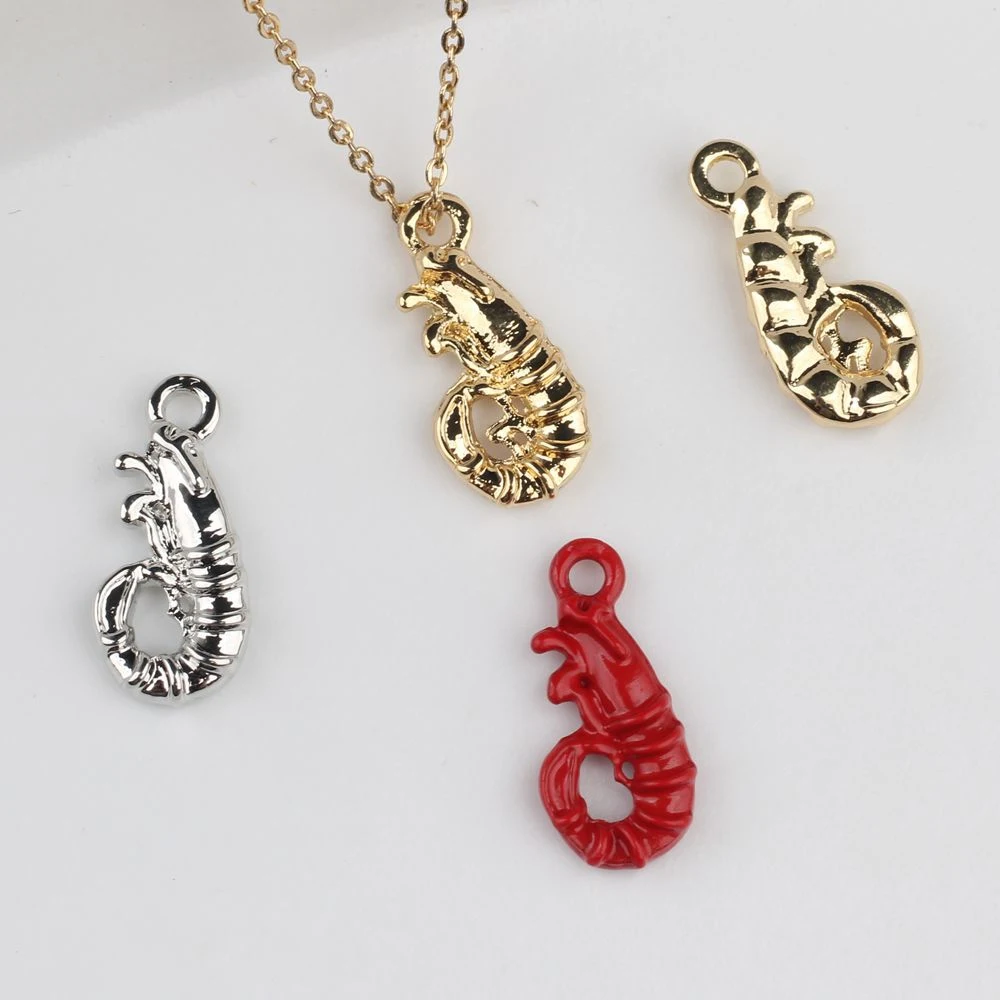 

10 шт., милые маленькие подвески в форме креветок, кулон, серьги, ожерелье, аксессуары для изготовления ювелирных изделий, сделай сам, украшения ручной работы, подарки