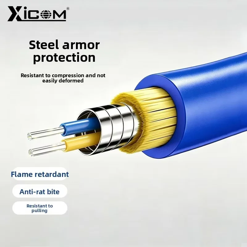 Xicom Armored Fiber Optic Patch Cord Singlemode Duplex LC-LC SC-SC Flame Retardant Rodent Resistant Kevlar FTTH 1m-30m