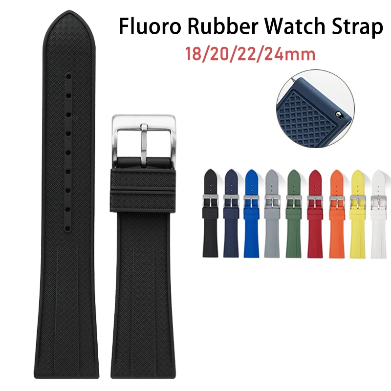 فلورو المطاط حزام الإفراج السريع 18/20/22/24 مللي متر FKM الرجال مقاوم للماء الغوص استبدال حزام (استيك) ساعة العالمي ساعة اكسسوارات