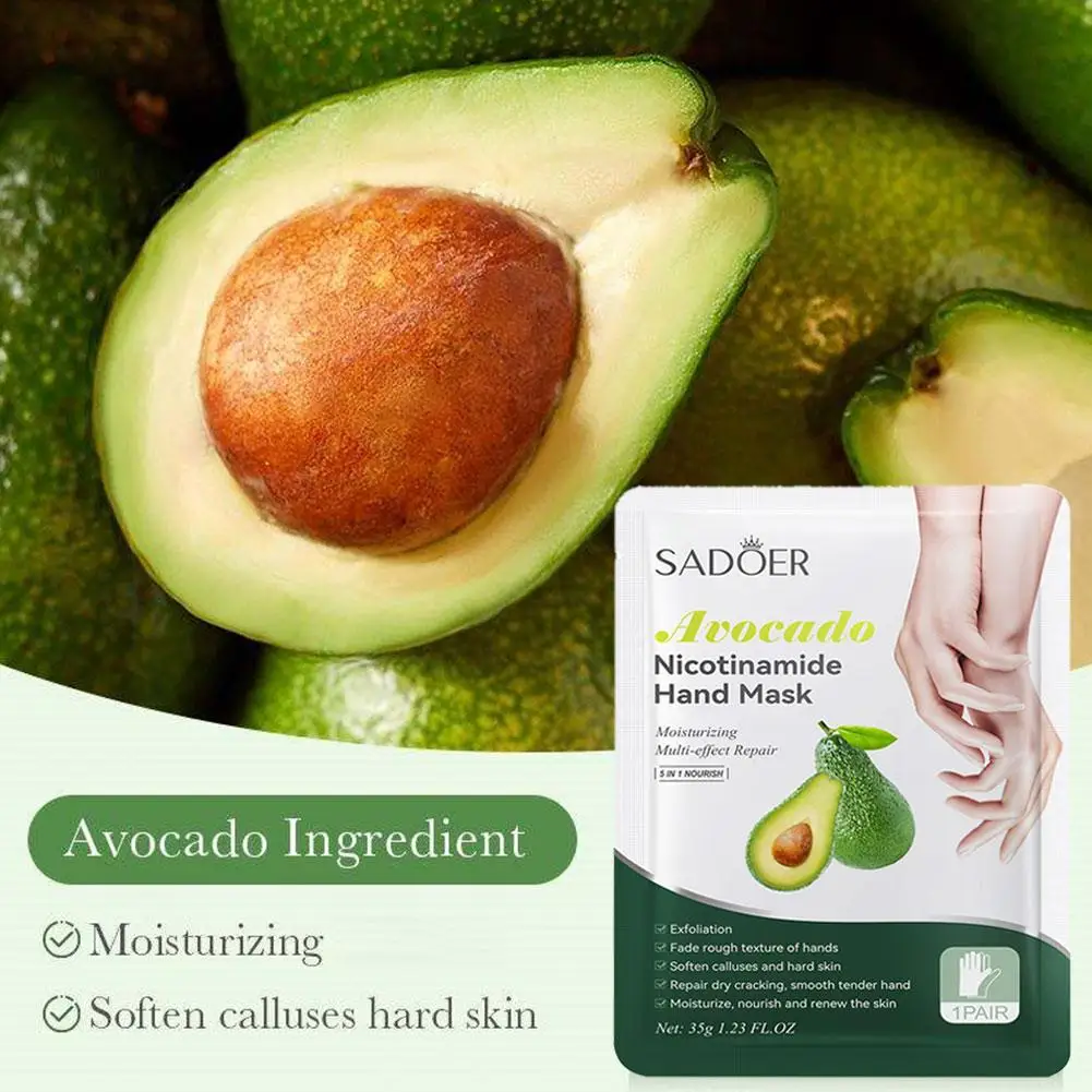 Avocado Niacinamide Moisturizing Foot Mask & Hand Mask Mildly Nourish Sooth Exfoliating Repairing Care, Hydrating Foot Spa Socks
