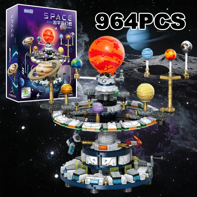 

964PCS Rotating Universe Interstellar Solar System Building Blocks Sun Earth Space Series Science Education Assemble Bricks Toys