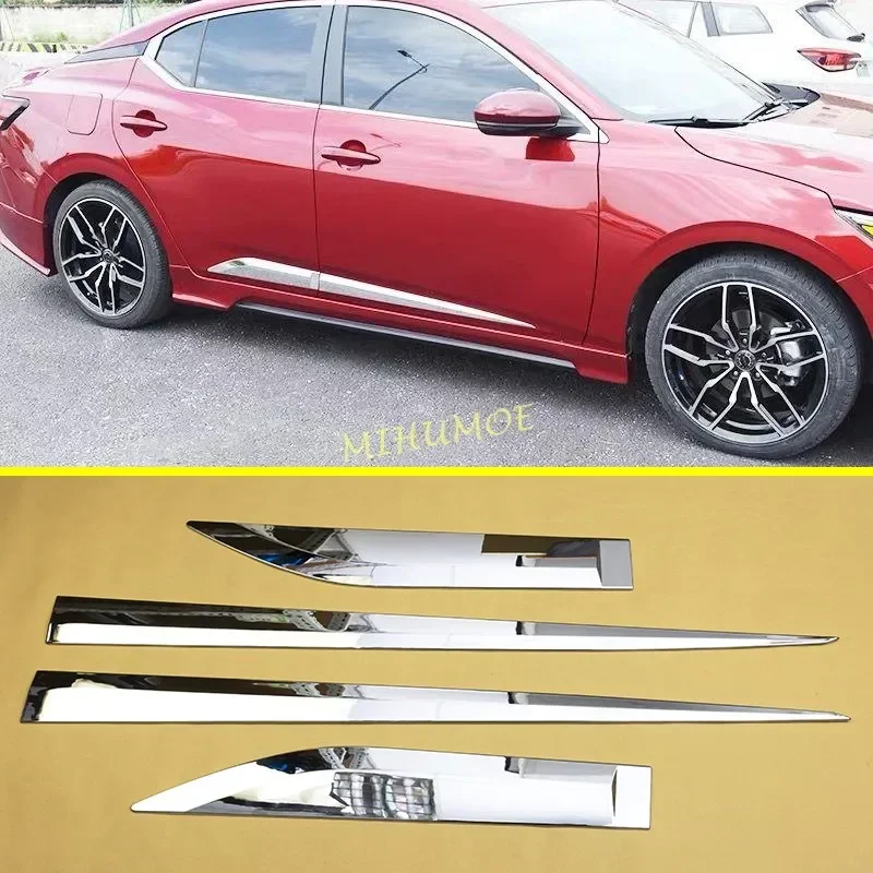 

For Nissan Sentra 2020 2021 2022 2023 2024 2025 4Pcs Chrome Car Door Body Protector Side Molding Cover Trims Chromium Styling