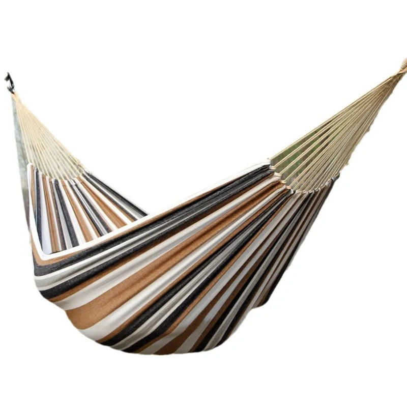 New Creative Canvas Single Hammock Outdoor Courtyard Sleeping Hammock Camping Indoor Children\'s Swing Thick Striped Hammock