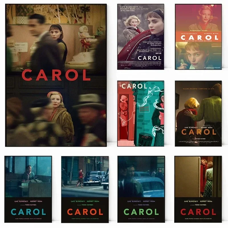 Póster de pintura en lienzo, póster de película Carol, película romántica Retro, Cate Blanchett Rooney Mara LGBTQ, arte de pared para decoración del hogar y dormitorio