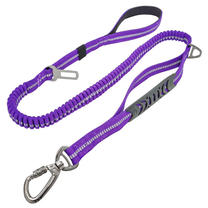 

Heavy Duty Car Seat Belt Dog Lead Tactical Bungee Dog Leash No Pull Nylon Rope with Metal Carabiner for Medium Large Dog