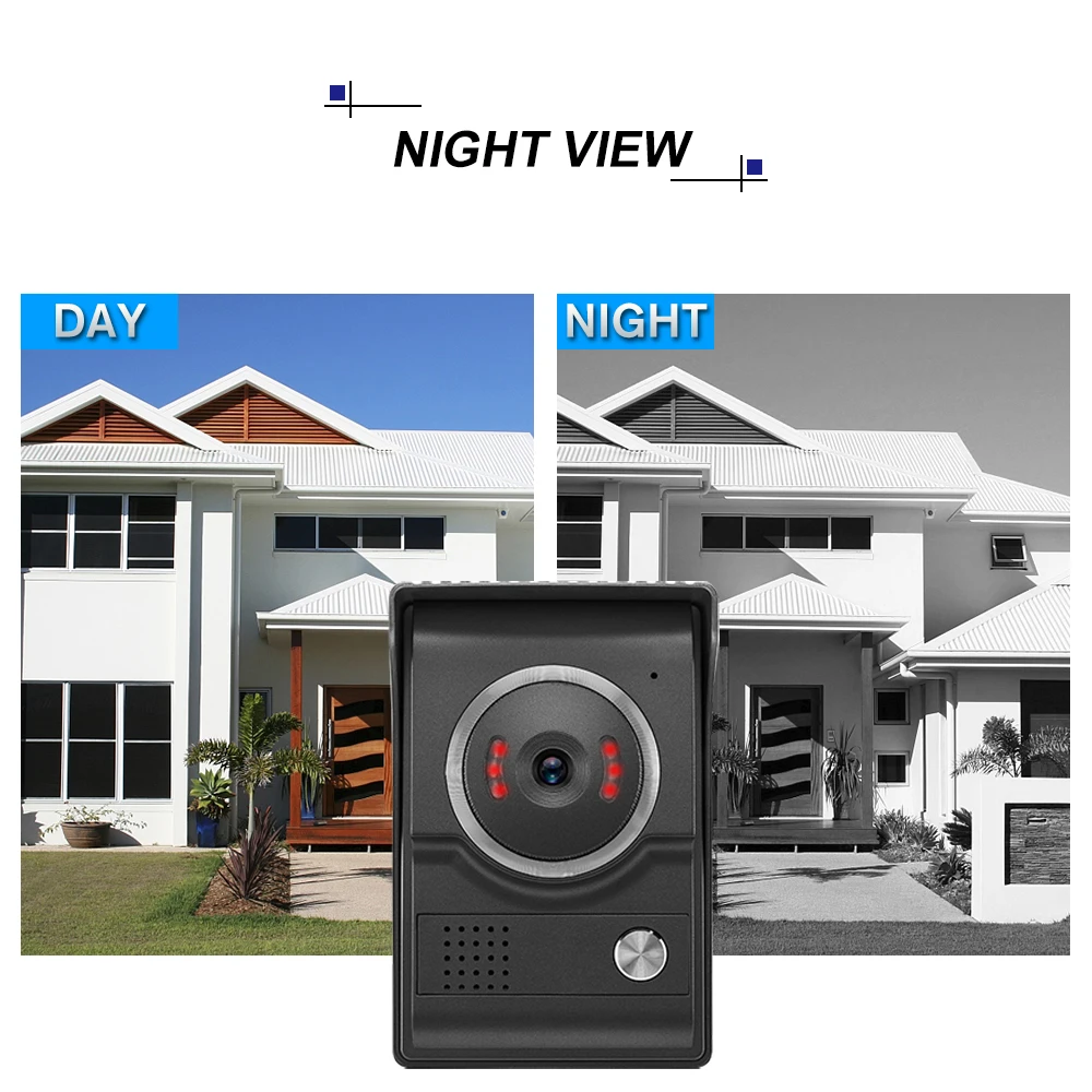 7inch Video Phone Doorbell Intercom Kit TFT-LCD Color Screen 1 Indoor Monitor 1 Outdoor Camera Support Night Vision Waterproof