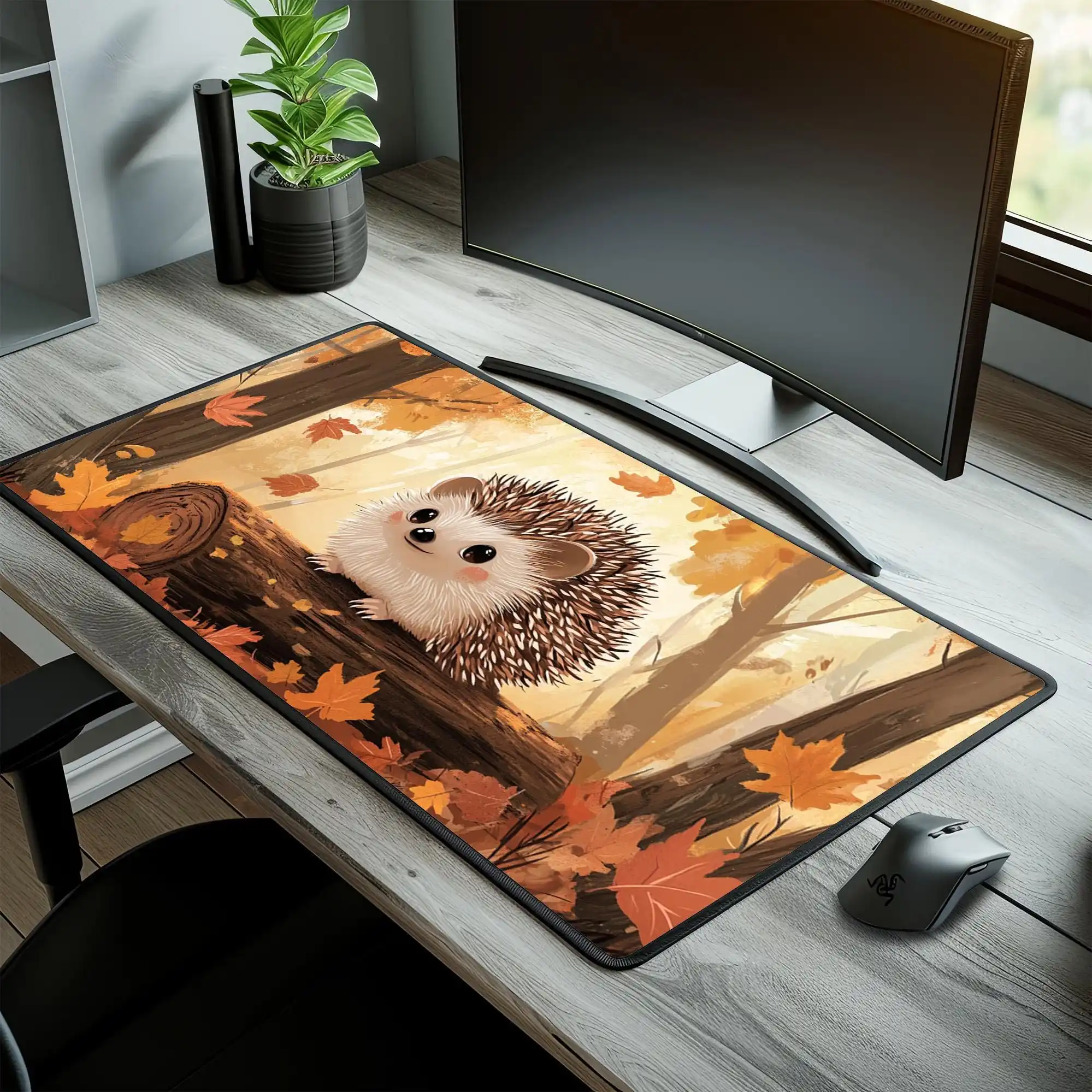 Alas Meja Landak Musim Gugur, Alas Mouse Gaming Anti Selip dan Tahan Air, Alas Dekorasi Kantor Minimalis, Menjadi Hadiah Sempurna untuk Teman.