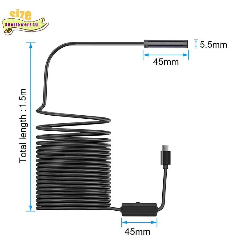 5.5MM Android Endoscope Camera 3 IN1 Micro USB Type C Borescope Mini Camera Waterproof LED Car Inspection For HUAWEI  PC