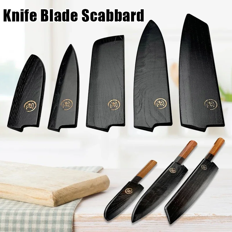 Solid Wood Knife Cover for Chef Kitchen Cooking Blade Protector Multi Size Portable Japanese Knife Sleeve Home Outdoor Use