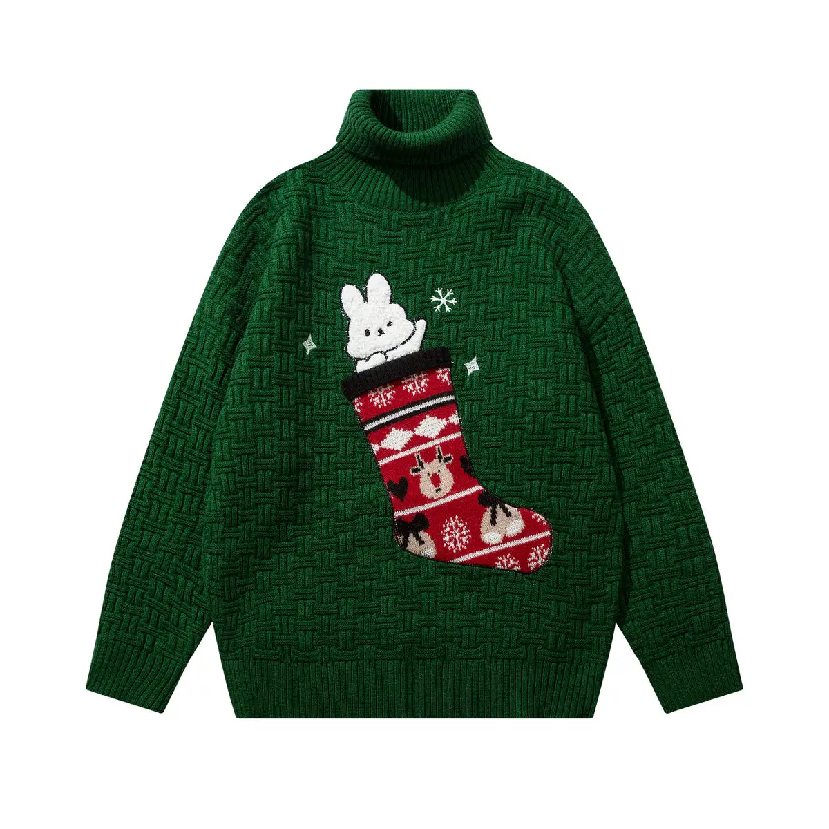 

Men's Ugly Christmas Sweater Women's Turtleneck Funny Christmas Socks Rabbit Novelty Home Alone Pullover Funny Santa Xmas Party