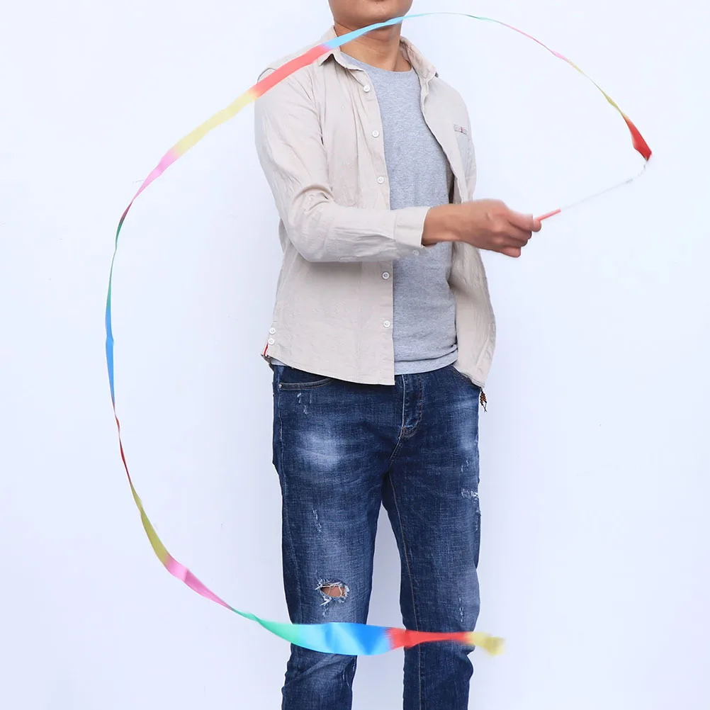 

4Pcs Colorful Rhythmic Gymnastics Ribbon 2m Long Dance Streamers for Kids Training Exercise Gymnastics Marching Band Color Guard