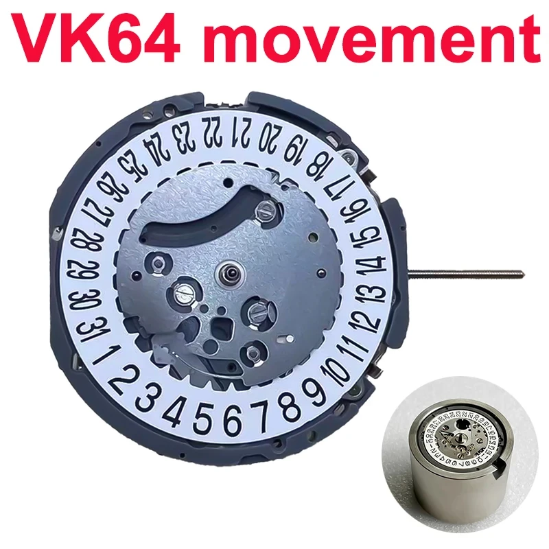 

Механизм VK64 японского производства для VK64-6, новый оригинальный японский кварцевый механизм VK64 с указателем даты на 6 часах.