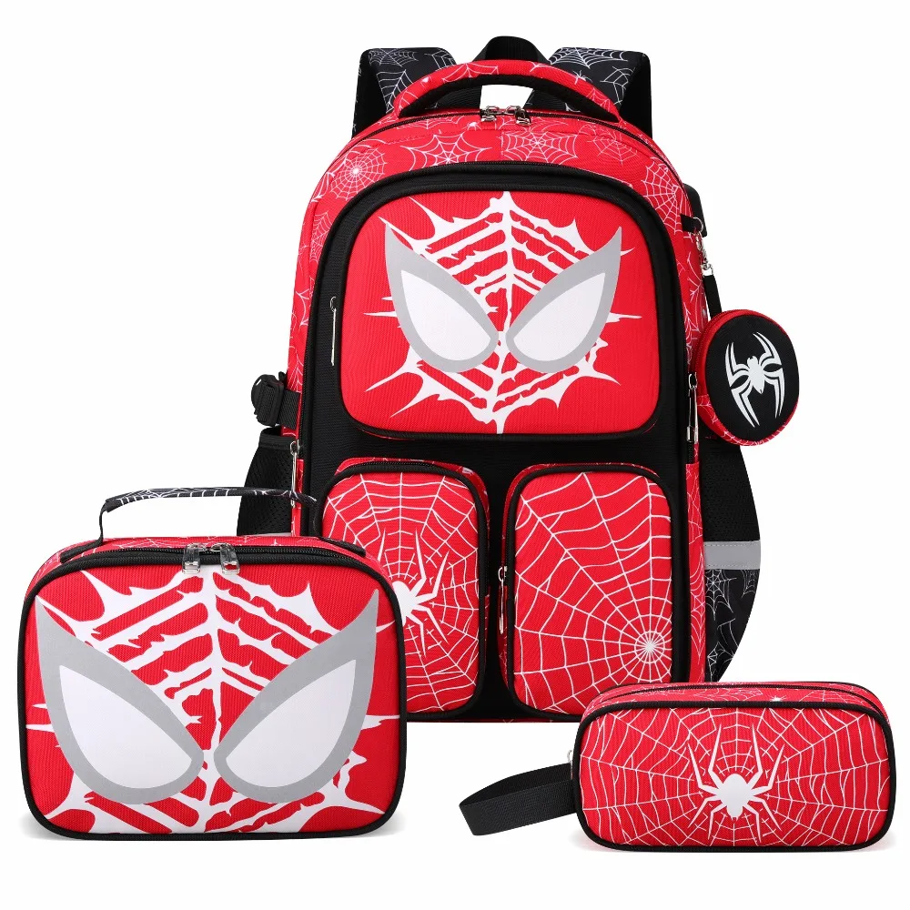 

4Pcs Glow In Dark Kids Backpack Set Large Capacity School Bag With Lunch Bag Pencil Case Lightweight