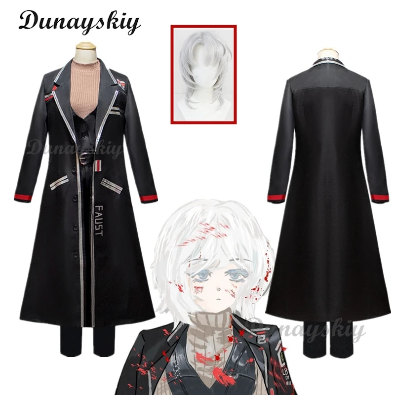 Limbus Company Faust Cosplay Costume Wig Female Shirt Coat Pants Belt Uniform Women Girls Outfits Halloween Carnival Party Suit