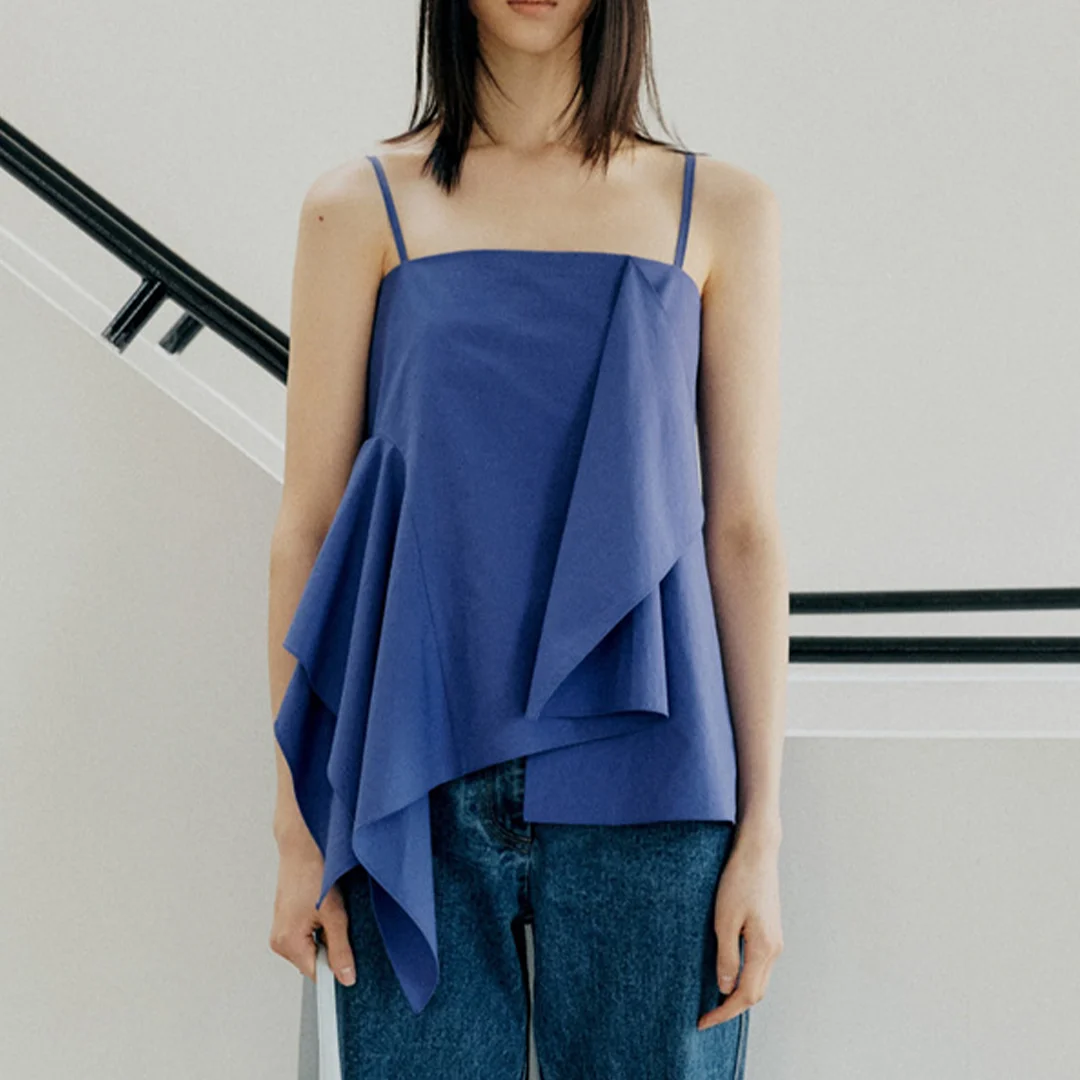 

Simple Casual Asymmetric Top 100% Cotton Tank Top For Women