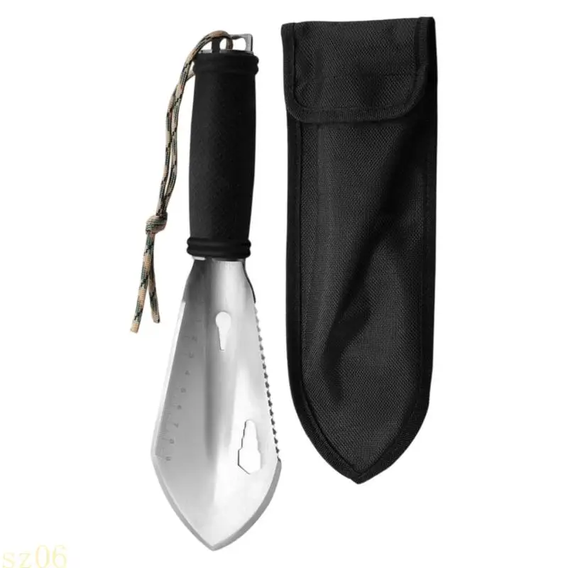 Q2Q4 Portable Stainless Steel Camping Trowel Multi Use Design For Gardening Planting Outdoor Trips