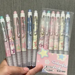 6 Stuks Kawaii Uitwisbare Pen Blauwe Inkt Schrijven Gladde Esthetische School Nutsvoorzieningen Japanse Briefpapier Balpen Kantooraccessoires