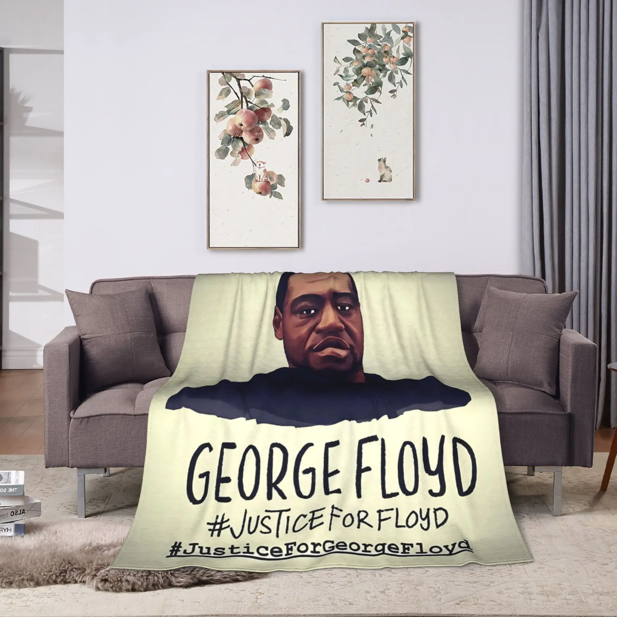 Justice for Georges Floydes Flannel Blankets  Soft Throw Blanket for Bedroom Camping Fashion Bedspread Sofa Bed Cover