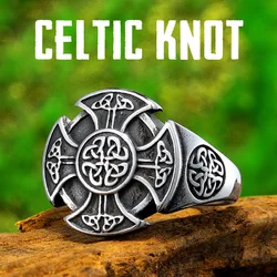 Celtic Knot Viking Cross Men Rings Stainless Steel Jewelry Punk Rock Cool Stuff Fashion Accessories For Women Gift Wholesale