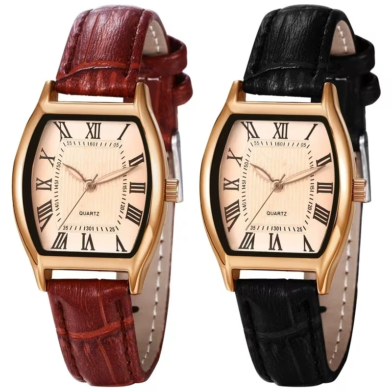 New Fashion Luxury Woman Tonneau Leather Watch Women Retro Wrist Watches Students Casual Quartz Watches For Gifts Reloj Mujer