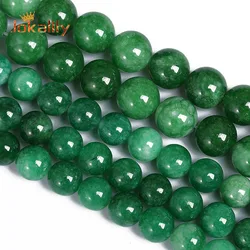 Jades de Esmeralda verde Natural para la fabricación de joyas, cuentas de piedra sueltas redondas, accesorios de collar de pulsera DIY, 4, 6, 8, 10, 12mm, 15