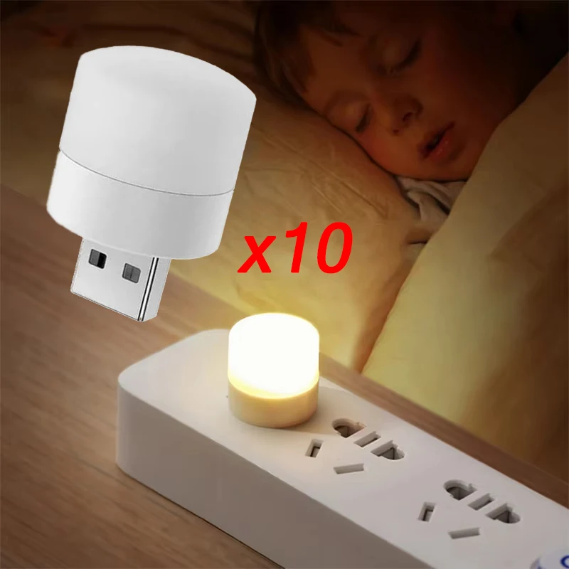 

1/10Pcs Mini USB Night Light Portable Laptops LED Light Eye Protection Book Reading Lights For PC Computer Mobile Power Charging