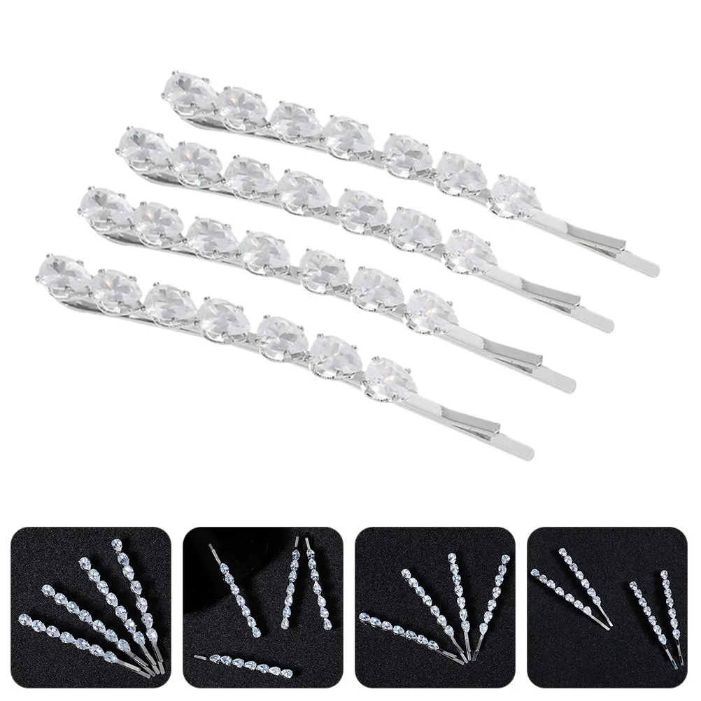 

Набор из 4 заколок для волос с кристаллами и стразами: изысканные, легкие, элегантные заколки-барреты для свадьбы, дня рождения, плетения кос и укладки волос