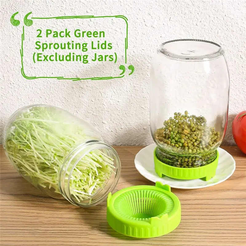 

A33R-6PCS Sprouting Kit Sprout Jars Lids Mesh Lids For Wide Mouth Jars Indoor Microgreens Plants Growing Screen