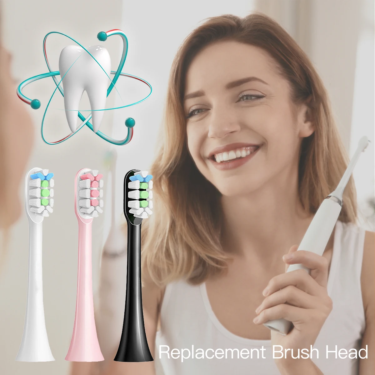 Toothbrush Head for SOOCAS X3Pro/X3U/X5/V1/V2/X1/X3 DuPont Soft Bristle Nozzles Vacuum Sealed Packed