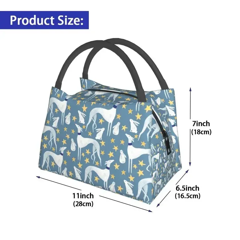 Galgo-Hare e Stars Lunch Bag Isolado para Mulheres, Leakproof Cooler, Caixa Térmica, Escola, Escritório, Greyhound, Whippet, Dog