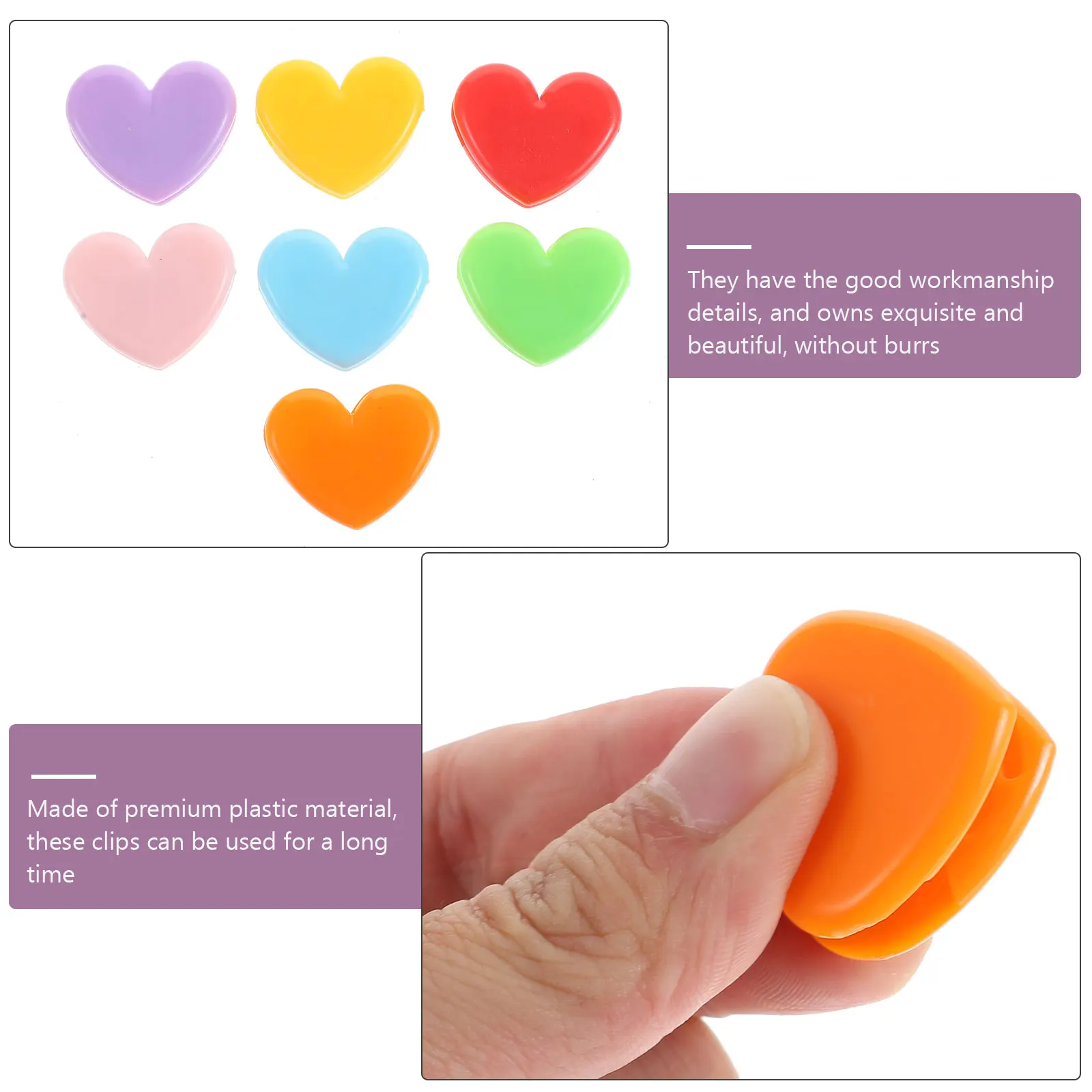 

20pcs Heart-shaped Files Clips Office Photo Folders Students Documents Binder Plastic Love Shaped Stationery Supplies Folder