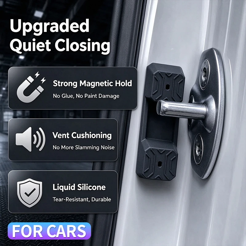 Car door lock damping pad, magnetic silicone car door buffer, universal car door buffer pad suitable for all car models
