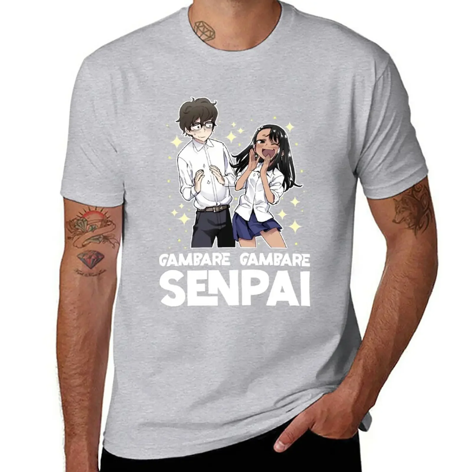 2024 aesthetic men t shirt New Nagatoro - Gambare Gambare Senpai T-Shirt short sleeves pure cotton tops casual streetwear