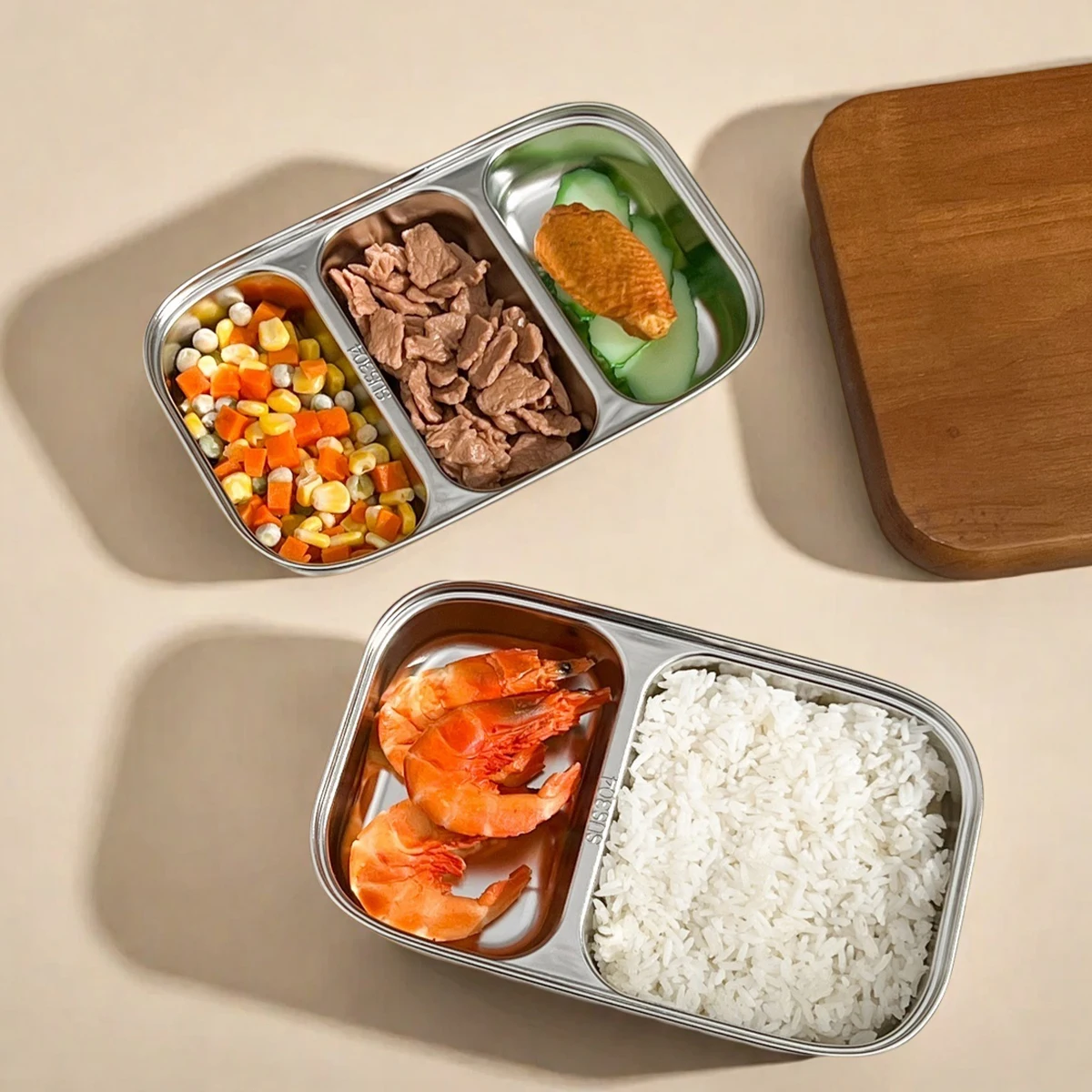 

Тарелка обеденная из нержавеющей стали 304 с разделителями, для контроля веса, салатница, для детей и студентов, большая вместимость, подходит для посудомоечной машины, 6 шт.