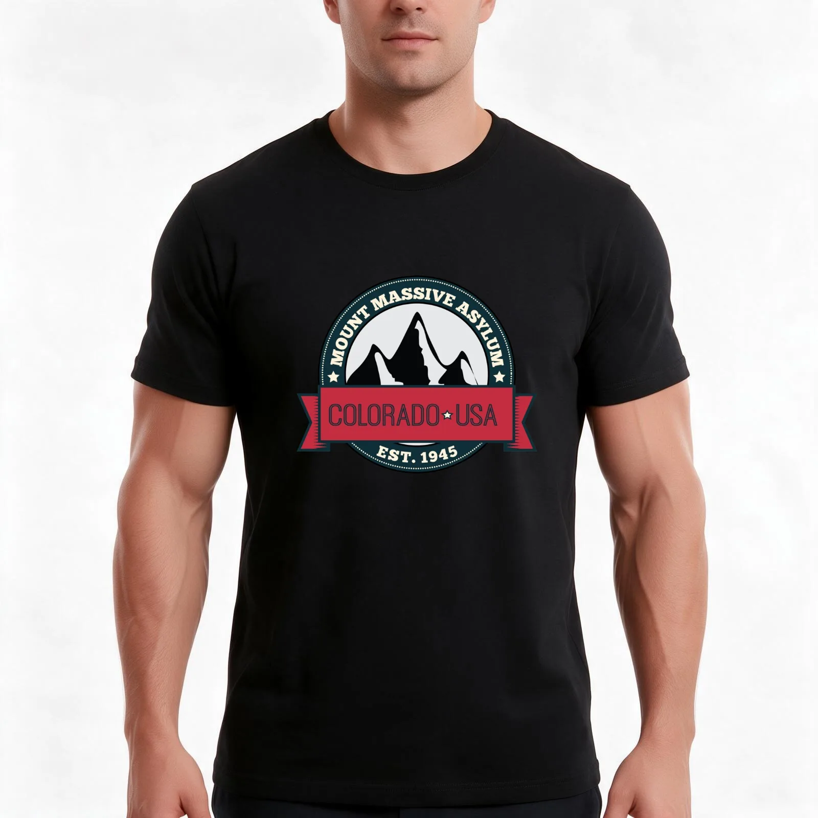 Outlast - Mount Massive Asylum Crest T-Shirt, Summer Casual Cotton Tee, Oversized Streetwear Tops, Vintage Graphic Print
