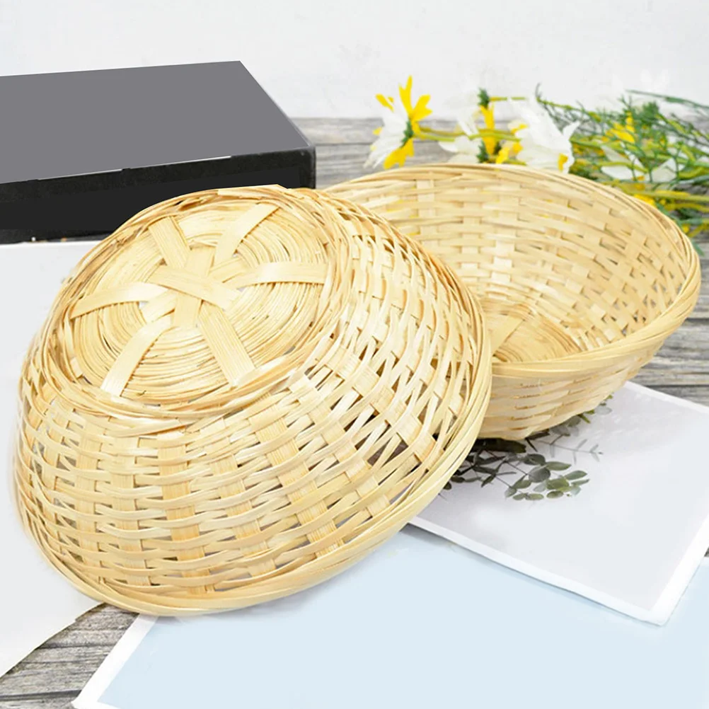 

4 Pcs Bamboo Fruit Plate Snack Dish Woven Basket for Storage Food Bread Tabletop Dessert Multifunctional Kitchen