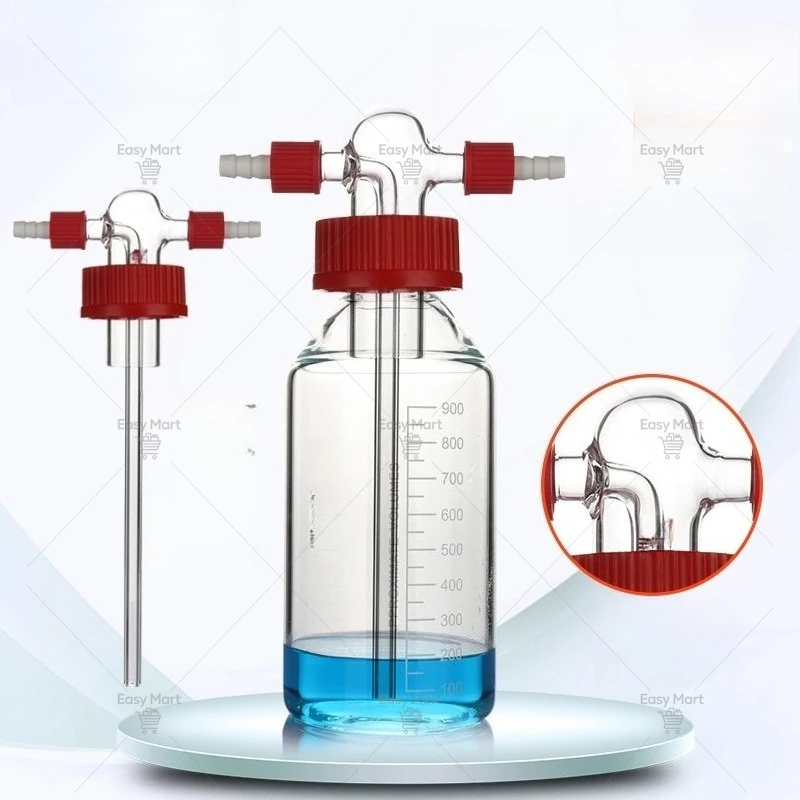 High Borosilicate Spiral Mouth Gas Washing Cylinder Gas Washing Buffer Sealed Corrosion-resistant Safety Bottle 100-2000ML