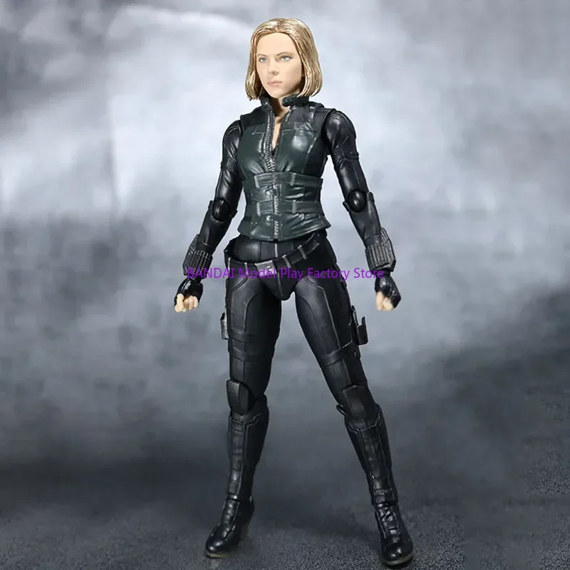 Bandai Original Model Kit S.H.Figuarts Marvel Avengers 3 Black Widow 1/6 150 มม. อะนิเมะแอ็คชั่นฟิกเกอร์ของเล่นหุ่นยนต์ของขวัญสำหรับเด็กผู้ชาย