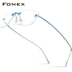FONEX Titanyum Gözlük Çerçevesi Erkekler Marka Tasarım Çerçevesiz Kare Gözlük Yüksek Kaliteli Çerçevesiz Ultralight-Ağırlık Gözlük 85871