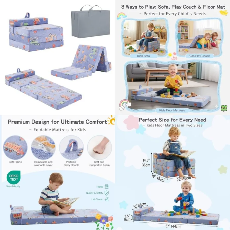 

Foldable Floor Mattress for -Glow in The Dark Toddler Nap Mat with Storage Bag, Portable Toddler Floor Nap for Travel, Daycare,