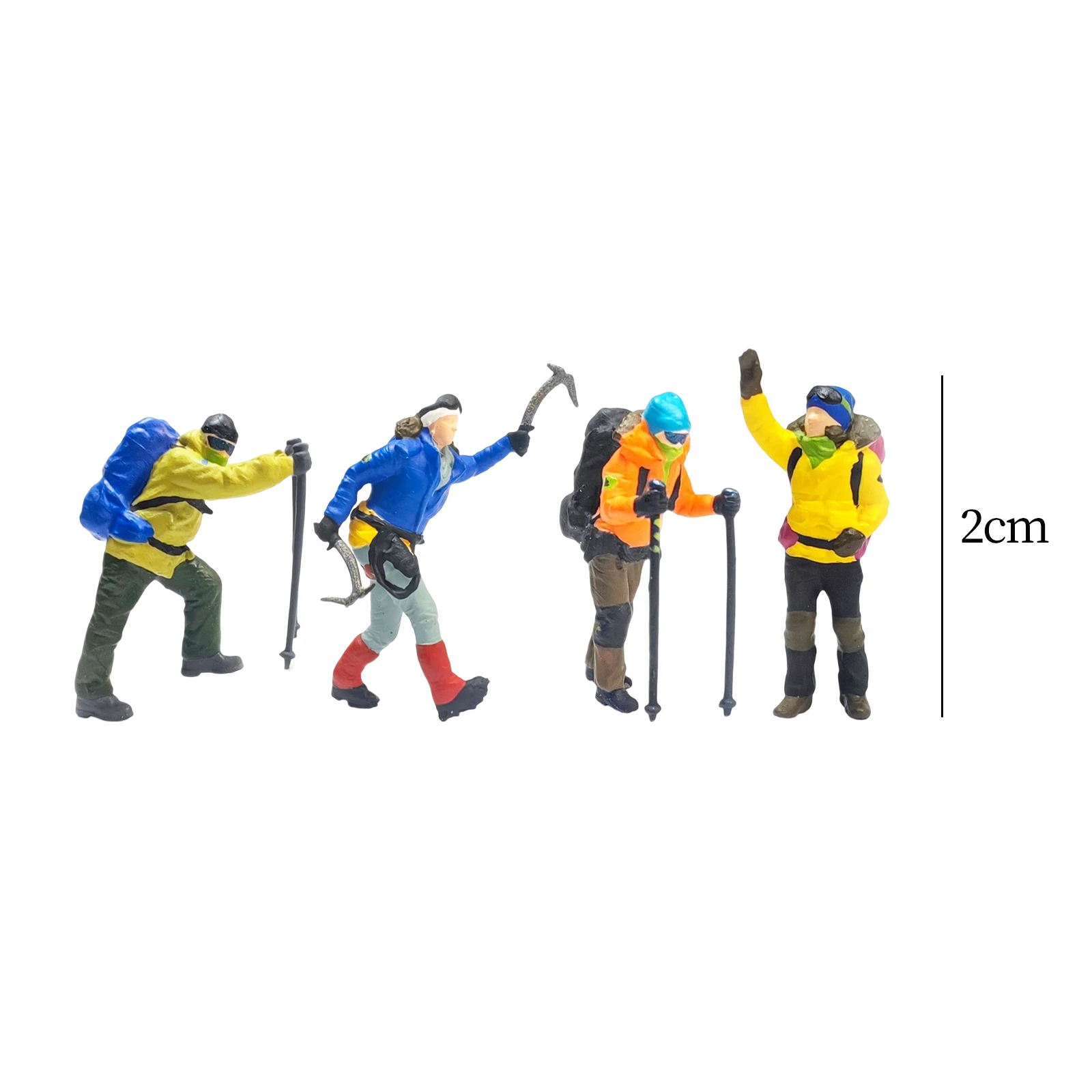 4x Resin 1/87 Scale Miniature Model Hiking Climbing Figures Character Doll Railway Layout Toys Train Diorama Decor Children Toys