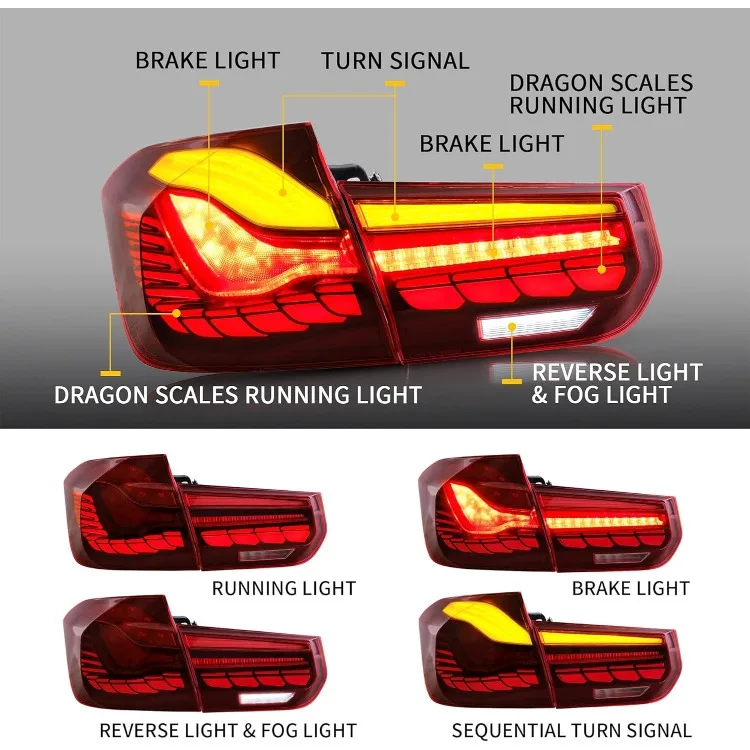 Upgrade Tail Lights Compatible for [BMW M3 / 3 Series F30 F35 F80 Sedan 6th Gen 2012 2013 2014 2015 2016 2017 2018]