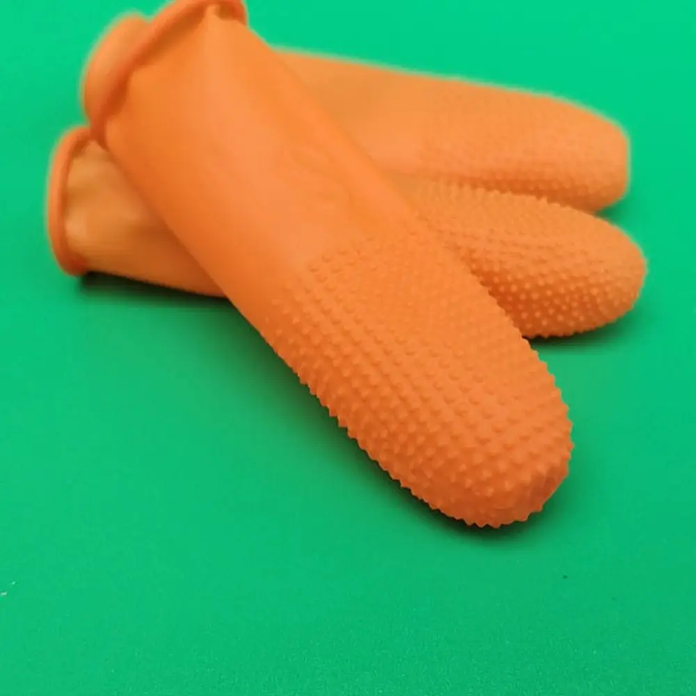 100pcs Durable Wear Resistant Rubber Finger Cover Disposable Anti-Static Latex Finger Cots Soft Orange Non-slip Gloves For Home