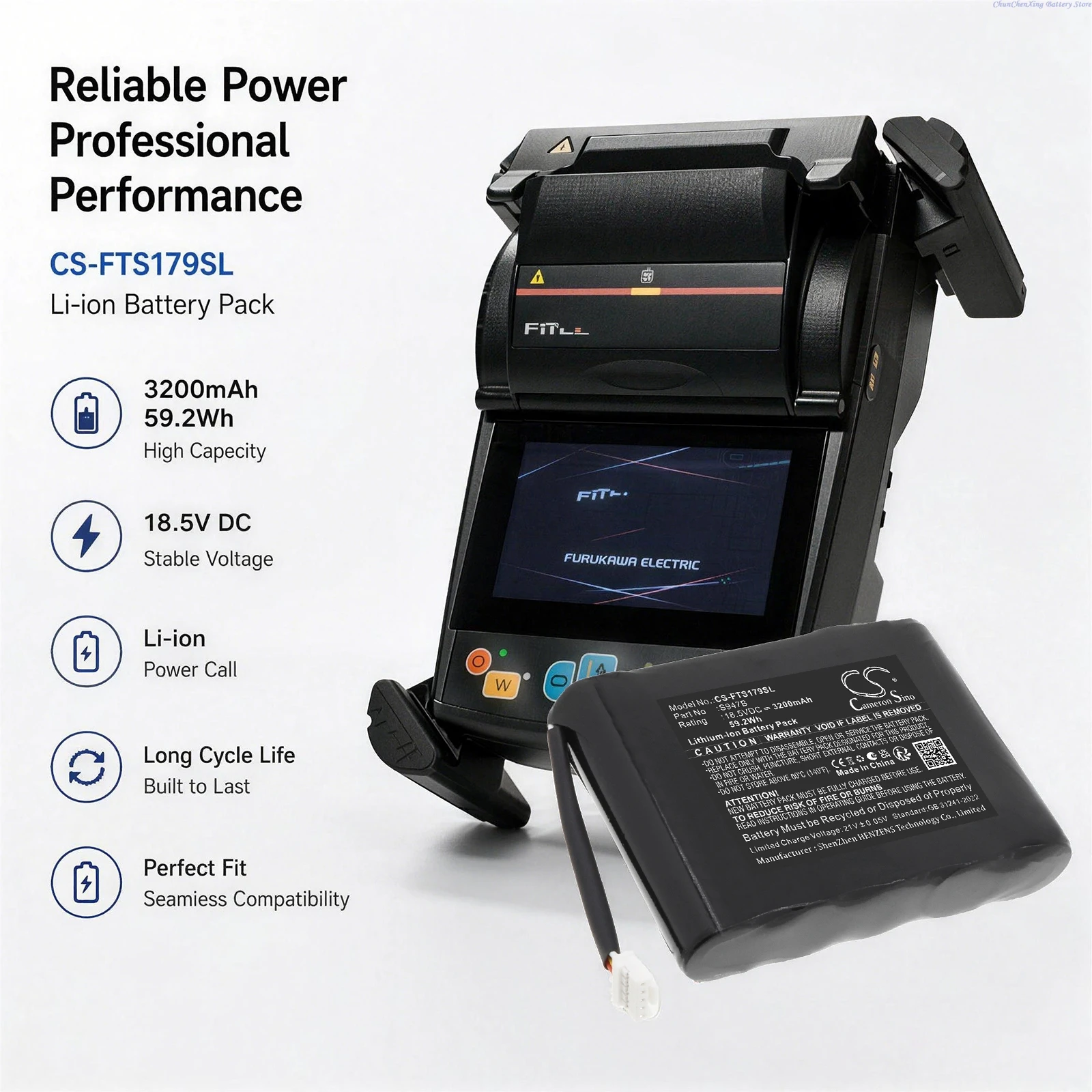 Cameron Sino 18.5V 3200mAh Replacement Battery S947B for Fitel S179 Fusion splicer Welding Splicer S179a S179c