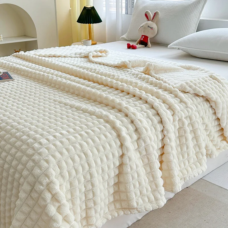 New Solid Color Imitation Fur Plaid Flannel Blanket Winter Office Nap Blanket Air Conditioner Blanket