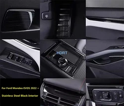 Car Styling Gear Window Control Panel Air Vent Outlet Steering Wheel Stainless Steel Black Interior For Ford Mondeo EVOS 2022 +
