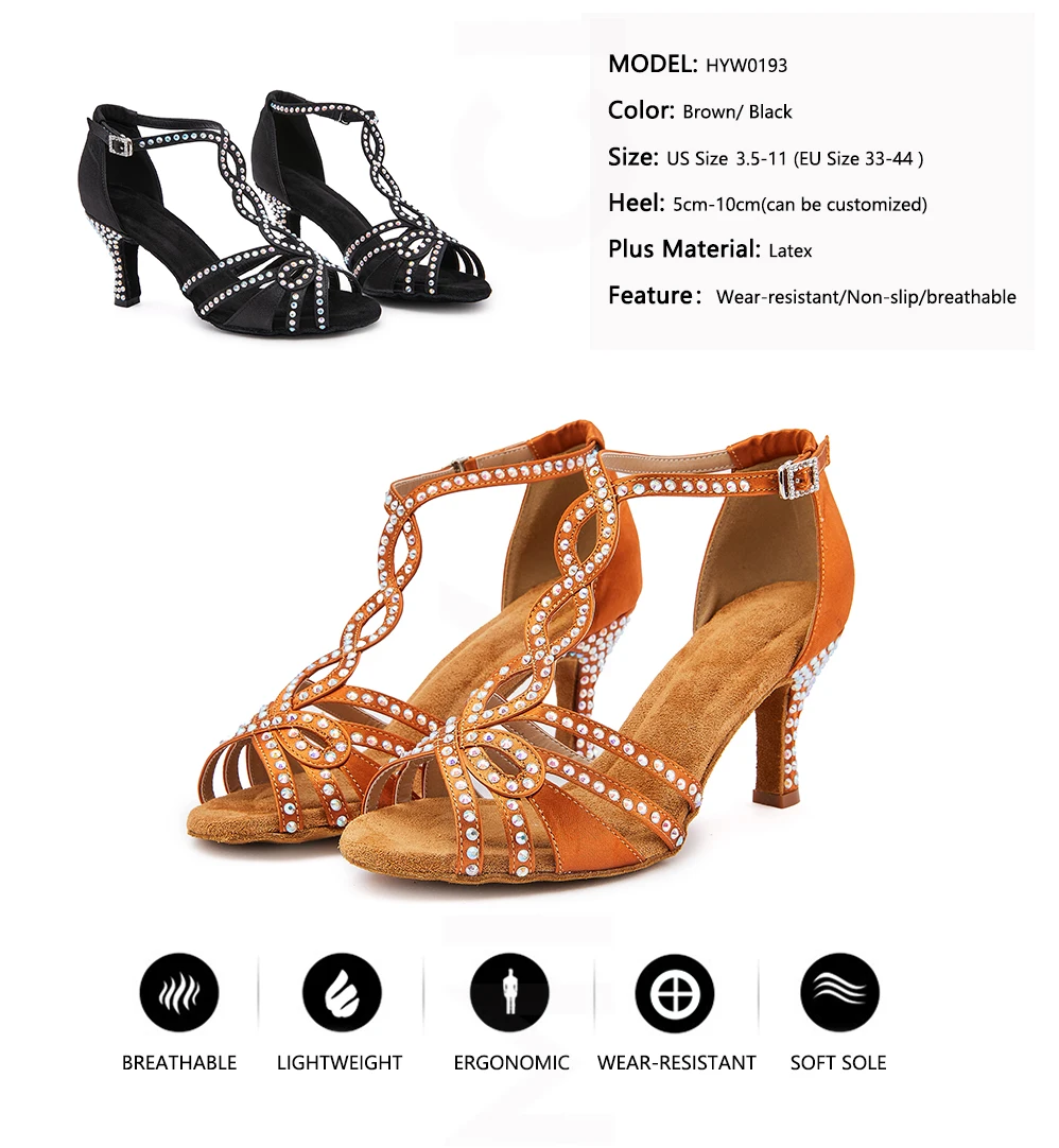 Damen-Lateintanzschuhe, Ballsaalschuhe, Damen-Übungsschuhe, Trainingsschuhe, Bühnenschuhe, Strass-Party-Schuhe, High Heels – Detail 3